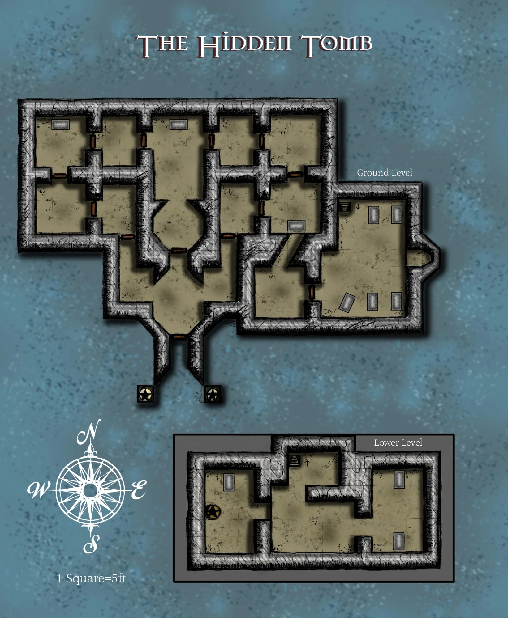The Hidden Tomb, a two-level dungeon map