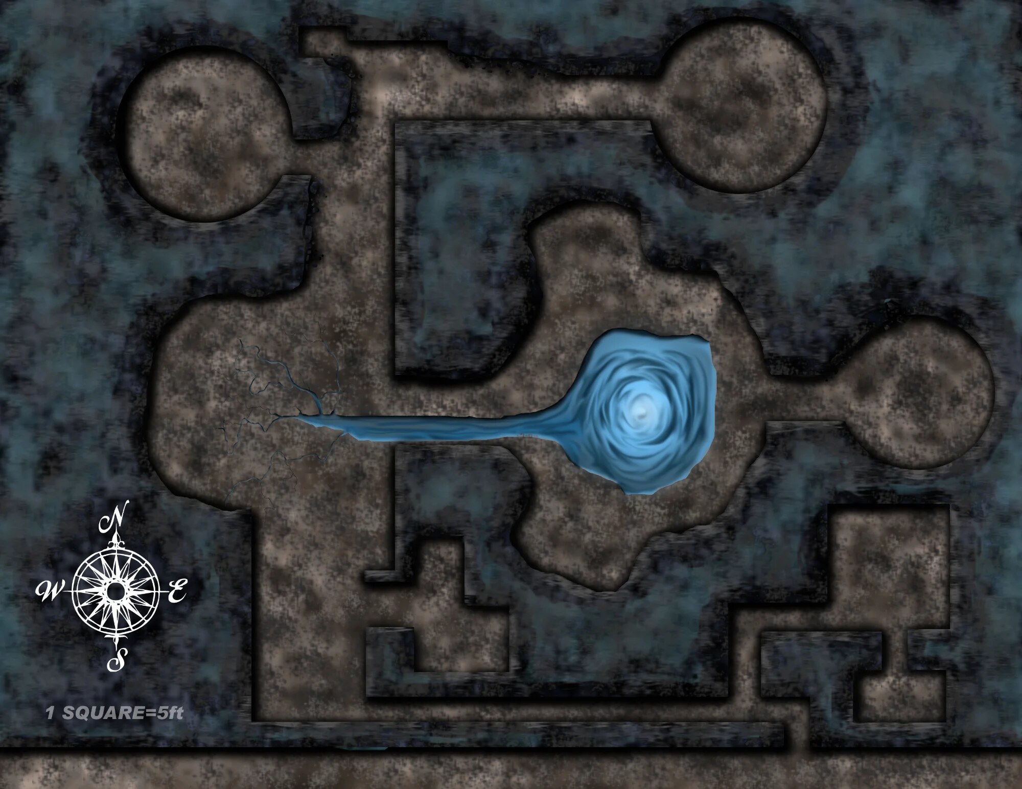 The Pool of Dreams, a cavern battle map around a glowing pool